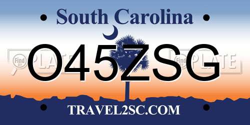 O45ZSG South Carolina License Plate