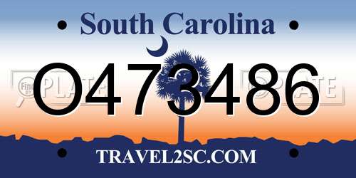 O473486 South Carolina License Plate