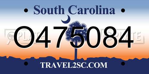 O475084 South Carolina License Plate