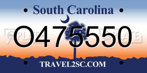 O475550 South Carolina License Plate