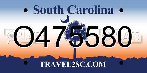 O475580 South Carolina License Plate