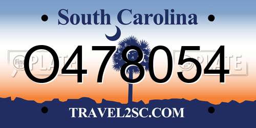 O478054 South Carolina License Plate