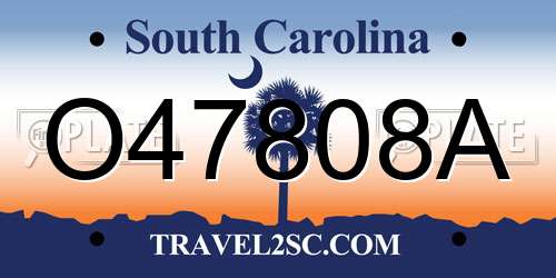 O47808A South Carolina License Plate