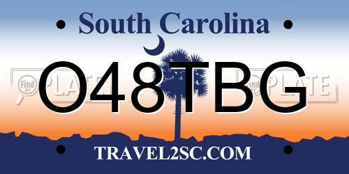 O48TBG South Carolina License Plate