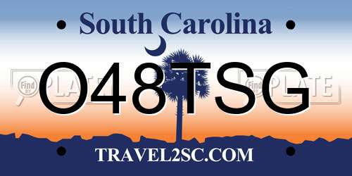 O48TSG South Carolina License Plate
