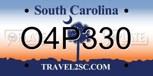 O4P330 South Carolina License Plate