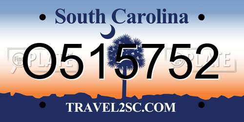 O515752 South Carolina License Plate