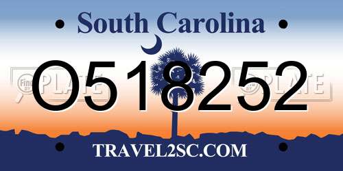 O518252 South Carolina License Plate