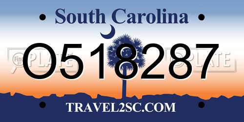 O518287 South Carolina License Plate