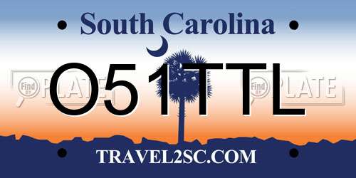 O51TTL South Carolina License Plate