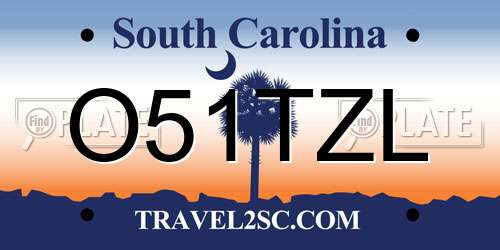 O51TZL South Carolina License Plate
