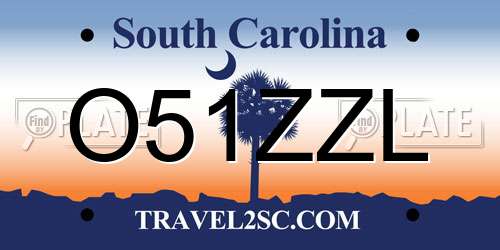 O51ZZL South Carolina License Plate