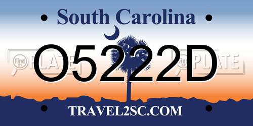 O5222D South Carolina License Plate