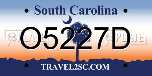 O5227D South Carolina License Plate