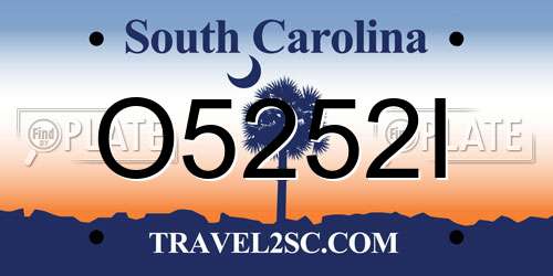 O5252I South Carolina License Plate