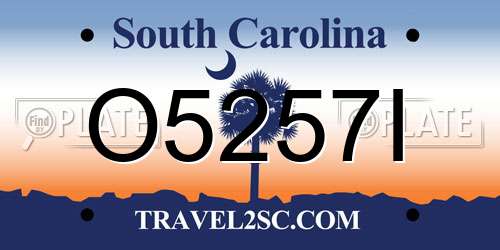 O5257I South Carolina License Plate