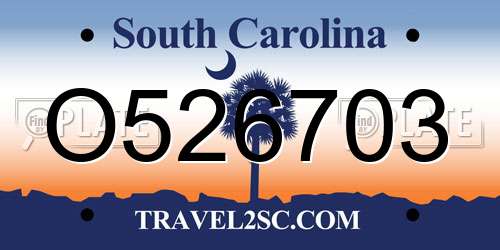 O526703 South Carolina License Plate