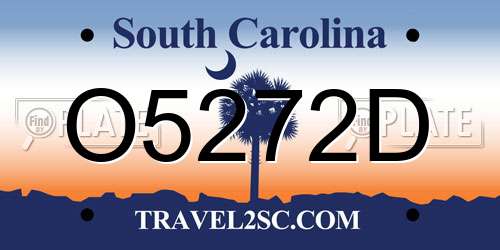 O5272D South Carolina License Plate