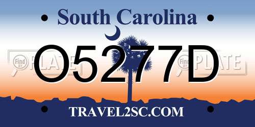 O5277D South Carolina License Plate