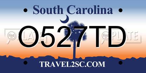 O527TD South Carolina License Plate