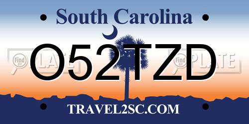 O52TZD South Carolina License Plate