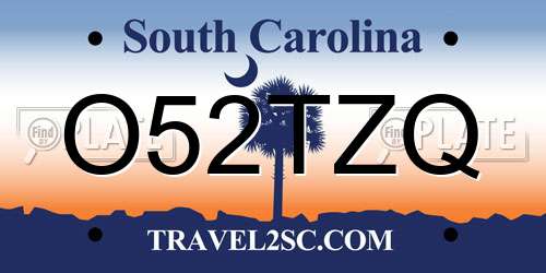 O52TZQ South Carolina License Plate