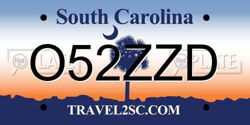 O52ZZD South Carolina License Plate