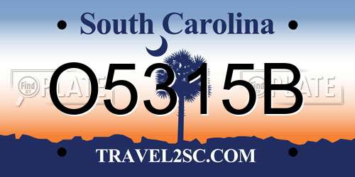 O5315B South Carolina License Plate