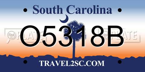 O5318B South Carolina License Plate