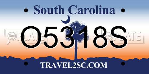 O5318S South Carolina License Plate