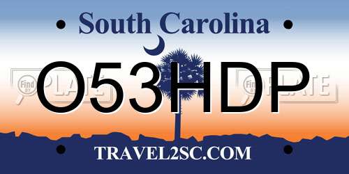 O53HDP South Carolina License Plate