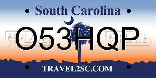 O53HQP South Carolina License Plate