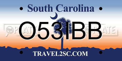 O53IBB South Carolina License Plate