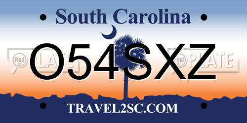 O54SXZ South Carolina License Plate