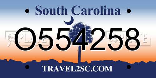 O554258 South Carolina License Plate