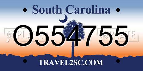 O554755 South Carolina License Plate