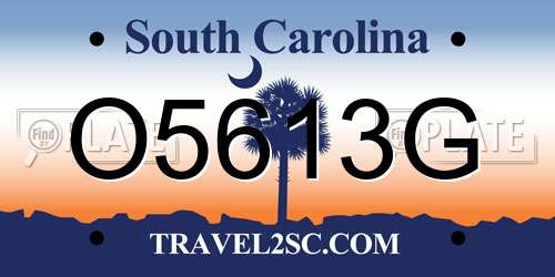 O5613G South Carolina License Plate