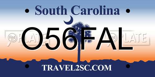 O56FAL South Carolina License Plate