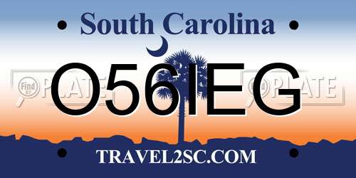 O56IEG South Carolina License Plate