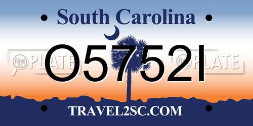 O5752I South Carolina License Plate