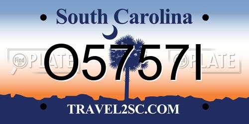 O5757I South Carolina License Plate
