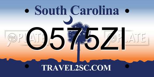 O575ZI South Carolina License Plate