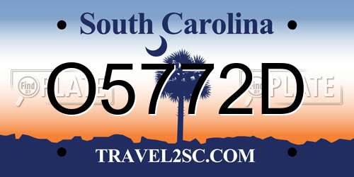O5772D South Carolina License Plate