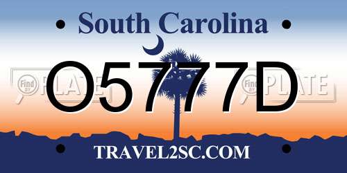 O5777D South Carolina License Plate