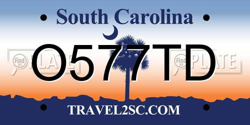 O577TD South Carolina License Plate