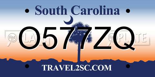 O577ZQ South Carolina License Plate