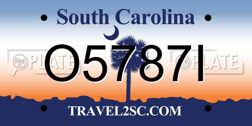 O5787I South Carolina License Plate