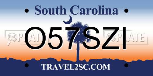 O57SZI South Carolina License Plate