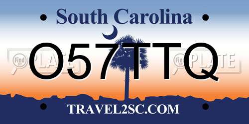 O57TTQ South Carolina License Plate