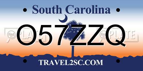 O57ZZQ South Carolina License Plate